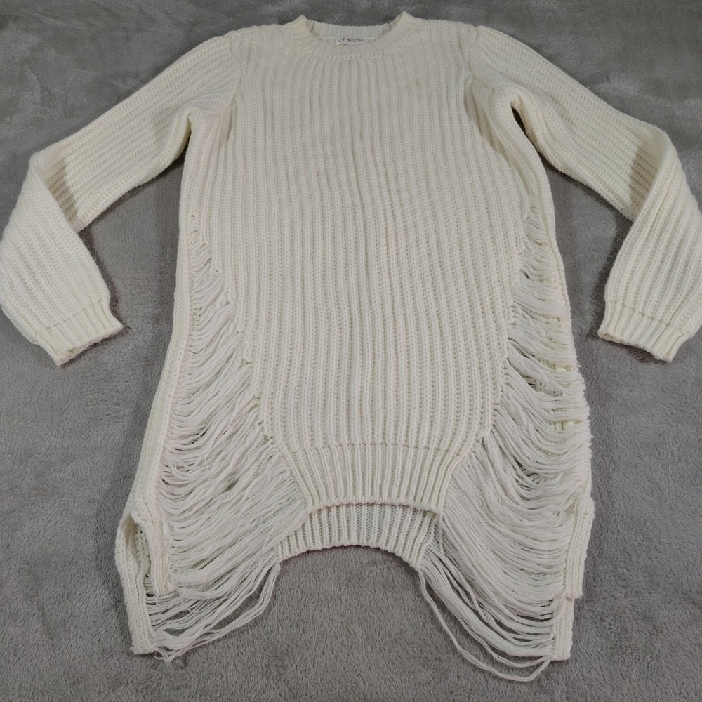 Venus Sweater Ladies S Cream Holey Slashed Sexy Soft Comfort Biker Dressy